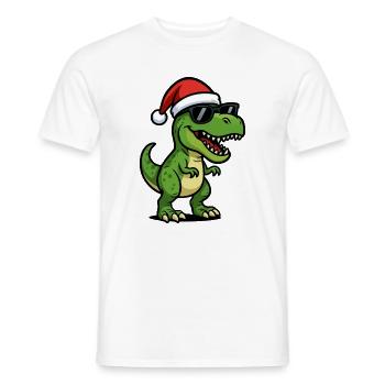 T-Rex Santa with sunglasses - Men's T-Shirt - white - Front - AI Model Male 178 dark (178cm)