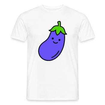 aubergine - T-shirt homme - blanc - Devant - AI Model Male 178 dark (178cm)