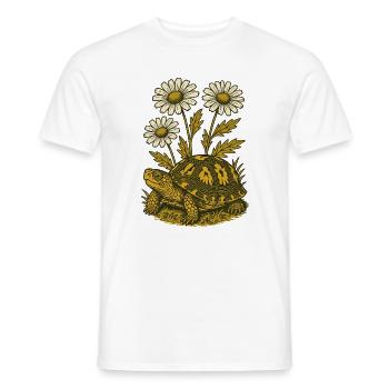 Tortue à carapace marguerite - T-shirt homme - blanc - Devant - AI Model Male 178 dark (178cm)