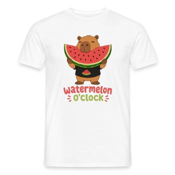 Watermelon O'Clock Cabybara - Men's T-Shirt - white - Front - AI Model Male 178 dark (178cm)