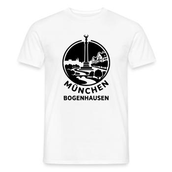 Bogenhausen München – Skyline & Friedensengel - Männer T-Shirt - Weiß - Vorne - AI Model Male 178 dark (178cm)