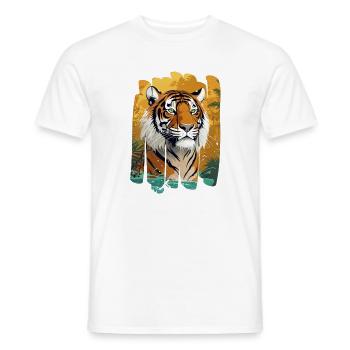 Tirage de Tigre de la Jungle - T-shirt homme - blanc - Devant - AI Model Male 178 dark (178cm)