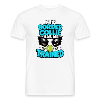 Border Collie hat mich trainiert, lustiges Hundebesitzer-Geschenk - Männer T-Shirt - Weiß - Vorne - AI Model Male 178 dark (178cm)