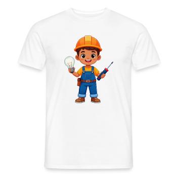Kleiner Elektriker mit Schraubenzieher & Lampe - Männer T-Shirt - Weiß - Vorne - AI Model Male 178 dark (178cm)