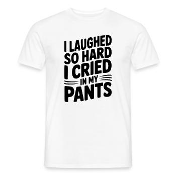 Ich habe so sehr gelacht, dass ich in die Hose geweint habe - Männer T-Shirt - Weiß - Vorne - AI Model Male 178 dark (178cm)