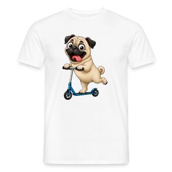 Carlin, trottinette, trottinette, dessin animé drôle - T-shirt homme - blanc - Devant - AI Model Male 178 dark (178cm)