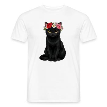 Schwarze Katze  - Männer T-Shirt - Weiß - Vorne - AI Model Male 178 dark (178cm)