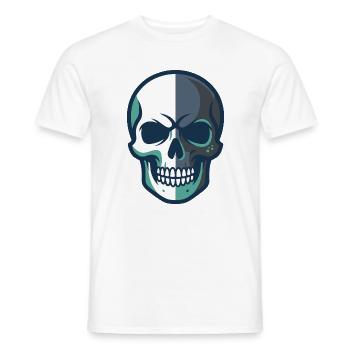 Stilisierte Totenkopfgrafik mit geteiltem Farbdesign - Männer T-Shirt - Weiß - Vorne - AI Model Male 178 dark (178cm)
