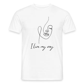 Frauengesicht – Minimalistische Linienkunst - Männer T-Shirt - Weiß - Vorne - AI Model Male 178 dark (178cm)