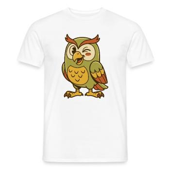 Süße Cartoon-Eule zwinkert mit einem glücklichen Gesichtsausdruck - Männer T-Shirt - Weiß - Vorne - AI Model Male 178 dark (178cm)