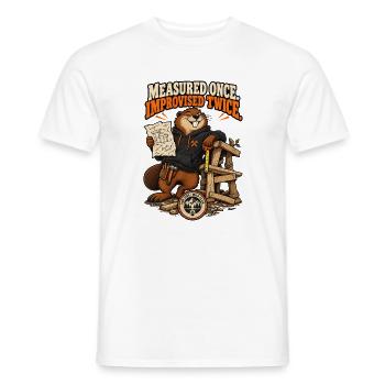 RobVibe Wild Club – Improvisierender Biber - Männer T-Shirt - Weiß - Vorne - AI Model Male 178 dark (178cm)