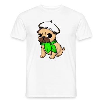 Beige Beret Mops - Männer T-Shirt - Weiß - Vorne - AI Model Male 178 dark (178cm)