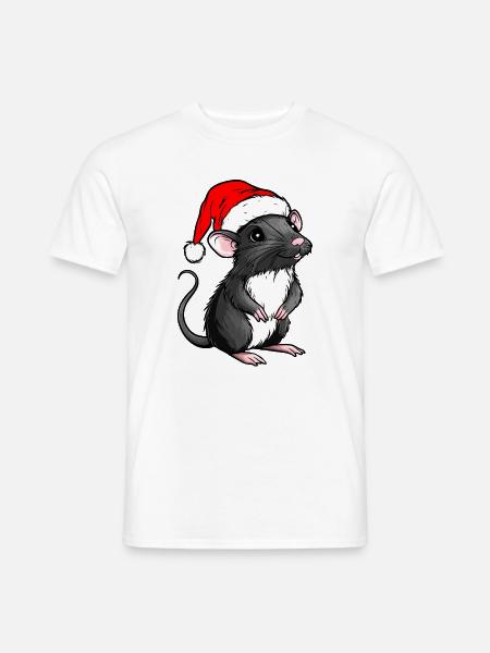 Weihnachtsmann Ratte - Männer T-Shirt - Weiß