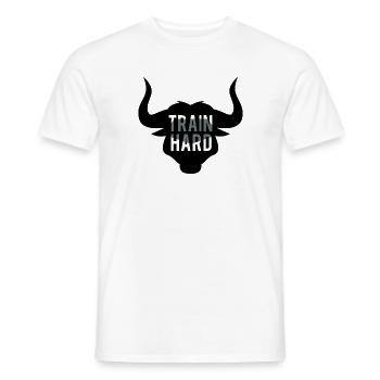 TrainBullHard - Männer T-Shirt - Weiß - Vorne - AI Model Male 178 dark (178cm)