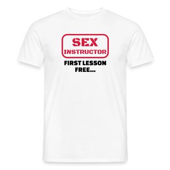 Sex - Sexy - Humor - Wife - Couple - Marriage - Men's T-Shirt - white - Front - AI Model Male 178 dark (178cm)