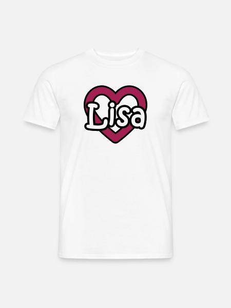 Lisa Name Vorname Mädchenname Herz Namenstag - Männer T-Shirt - Weiß
