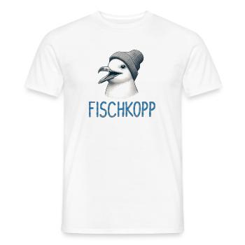 Gute Laune Fischkopp - Moin Möwe mit Beanie Mütze - Männer T-Shirt - Weiß - Vorne - AI Model Male 178 dark (178cm)