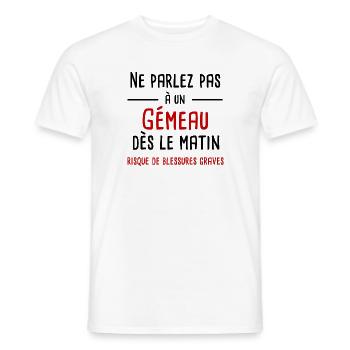 Ne parlez pas à un Gémeau dès le matin - T-shirt homme - blanc - Devant - AI Model Male 178 dark (178cm)