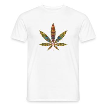 Feuille de chanvre Modèle légal Cannabis High Indica Weed - T-shirt homme - blanc - Devant - AI Model Male 178 dark (178cm)
