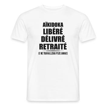 Aïkidoka célèbre sa retraite avec humour cadeau - T-shirt homme - blanc - Devant - AI Model Male 178 dark (178cm)