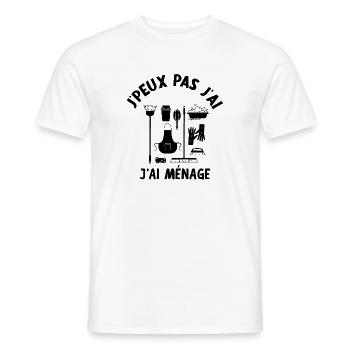j'peux pas j'ai ménage idée cadeau humour - T-shirt homme - blanc - Devant - AI Model Male 178 dark (178cm)