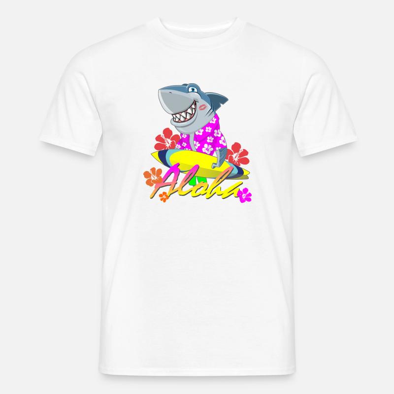 ALOHA SHARK - Männer T-Shirt - Weiß