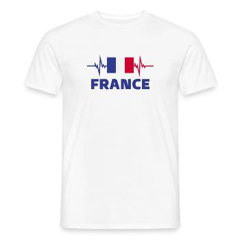 France Football 2022 battement de cœur France - T-shirt homme - blanc - Devant - AI Model Male 178 dark (178cm)