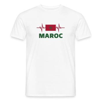 Maroc Football 2022 battement de cœur - T-shirt homme - blanc - Devant - AI Model Male 178 dark (178cm)