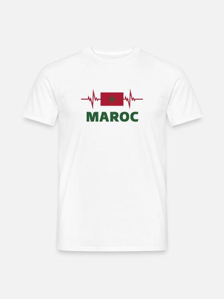 Maroc Football 2022 battement de cœur - T-shirt homme - blanc