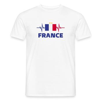 France Football 2022 battement de cœur France - T-shirt homme - blanc - Devant - AI Model Male 178 dark (178cm)