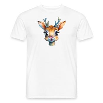 Cerf dessinant un animal forestier - T-shirt homme - blanc - Devant - AI Model Male 178 dark (178cm)
