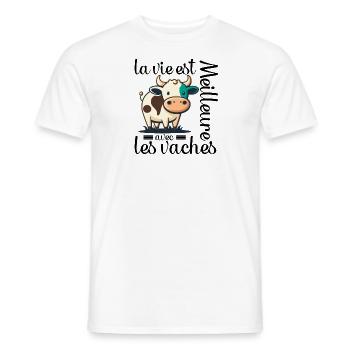 la vie est meilleure avec les vaches cadeau vache - T-shirt homme - blanc - Devant - AI Model Male 178 dark (178cm)