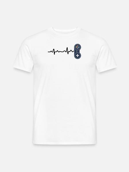 Heartbeat Console Gamer Geschenkidee - Männer T-Shirt - Weiß