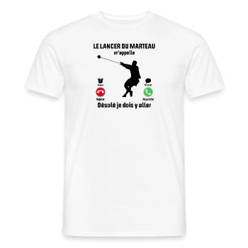 Le Lancer du Marteau M'appelle Je dois y aller - T-shirt homme - blanc - Devant - AI Model Male 178 dark (178cm)