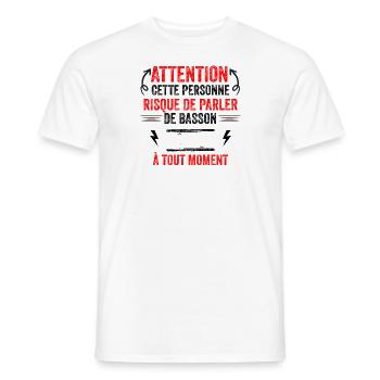 risque de parler de basson à tout moment - T-shirt homme - blanc - Devant - AI Model Male 178 dark (178cm)