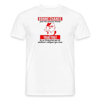 Nouvel Emploi Départ Collègue Travail Bonne chance - T-shirt homme - blanc - Devant - AI Model Male 178 dark (178cm)