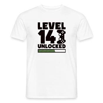Level 14 unlocked Gamer Geburtstag - Männer T-Shirt - Weiß - Vorne - AI Model Male 178 dark (178cm)