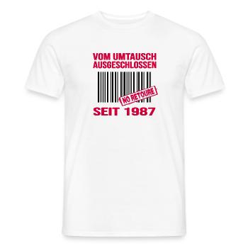 1987 geburtstag 35 jahre barcode no retoure - Männer T-Shirt - Weiß - Vorne - AI Model Male 178 dark (178cm)