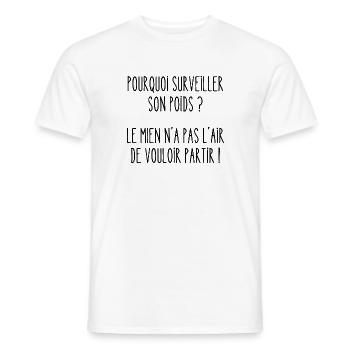 pourquoi surveiller son poids - T-shirt homme - blanc - Devant - AI Model Male 178 dark (178cm)