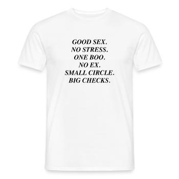 bon sexe pas de stress un boo pas d'ex petit cercle grand - T-shirt homme - blanc - Devant - AI Model Male 178 dark (178cm)