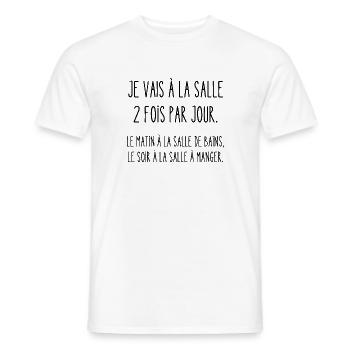 je vais à la salle 2 fois par jour - T-shirt homme - blanc - Devant - AI Model Male 178 dark (178cm)