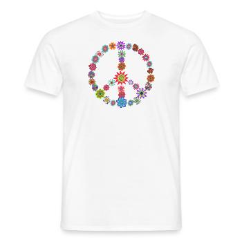 Hippie Flower Power Gift 70s Love - Men's T-Shirt - white - Front - AI Model Male 178 dark (178cm)