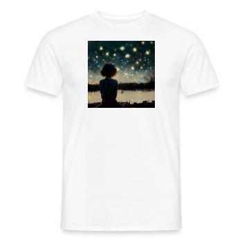 Fille détaillée regardant un ciel étoilé - T-shirt homme - blanc - Devant - AI Model Male 178 dark (178cm)