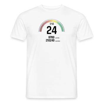 Anniversaire 24 ans Compteur - T-shirt homme - blanc - Devant - AI Model Male 178 dark (178cm)