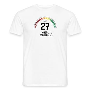 Anniversaire 27 ans Compteur - T-shirt homme - blanc - Devant - AI Model Male 178 dark (178cm)