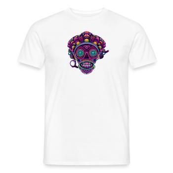 TrippyTotenkop mexicain coloré - T-shirt homme - blanc - Devant - AI Model Male 178 dark (178cm)