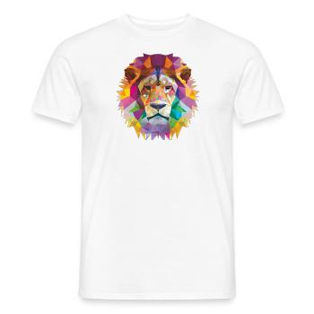 Lion géométrique abstrait coloré - T-shirt homme - blanc - Devant - AI Model Male 178 dark (178cm)