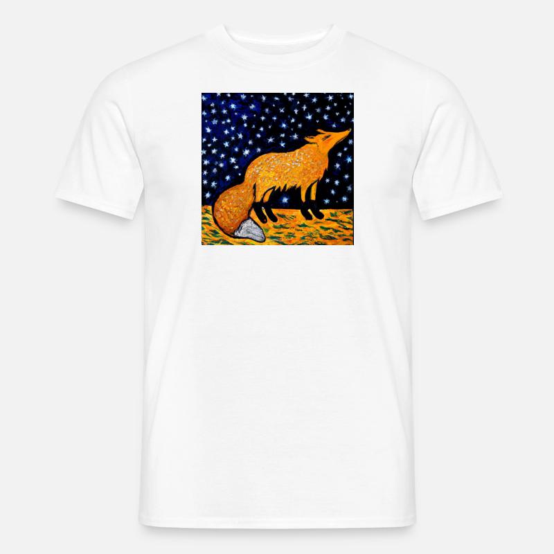 Fuchs unter einem Sternenhimmel - Männer T-Shirt - Weiß