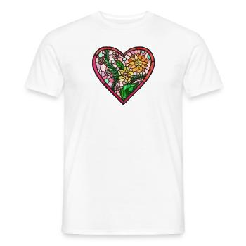 Love Hart Lifde stained glass - Men's T-Shirt - white - Front - AI Model Male 178 dark (178cm)