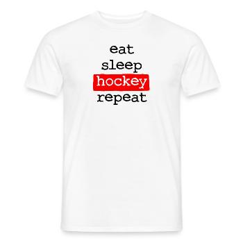 eat sleep hockey repeat - Essen Schlafen Hockey - Men's T-Shirt - white - Front - AI Model Male 178 dark (178cm)